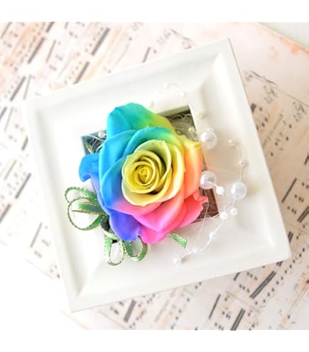 レインボーローズ　×温度で色が変わるアジサイ　プリザーブドフラワーボックスギフト 楽天市場】送料無料 本物！プリザーブドフラワー レインボーローズ